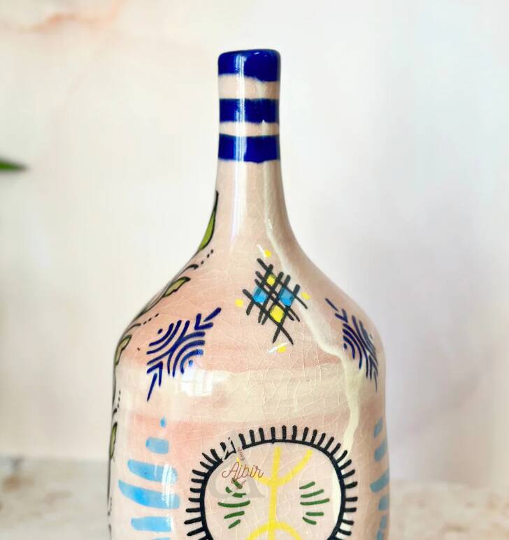 Blue Amazigh bottle vase