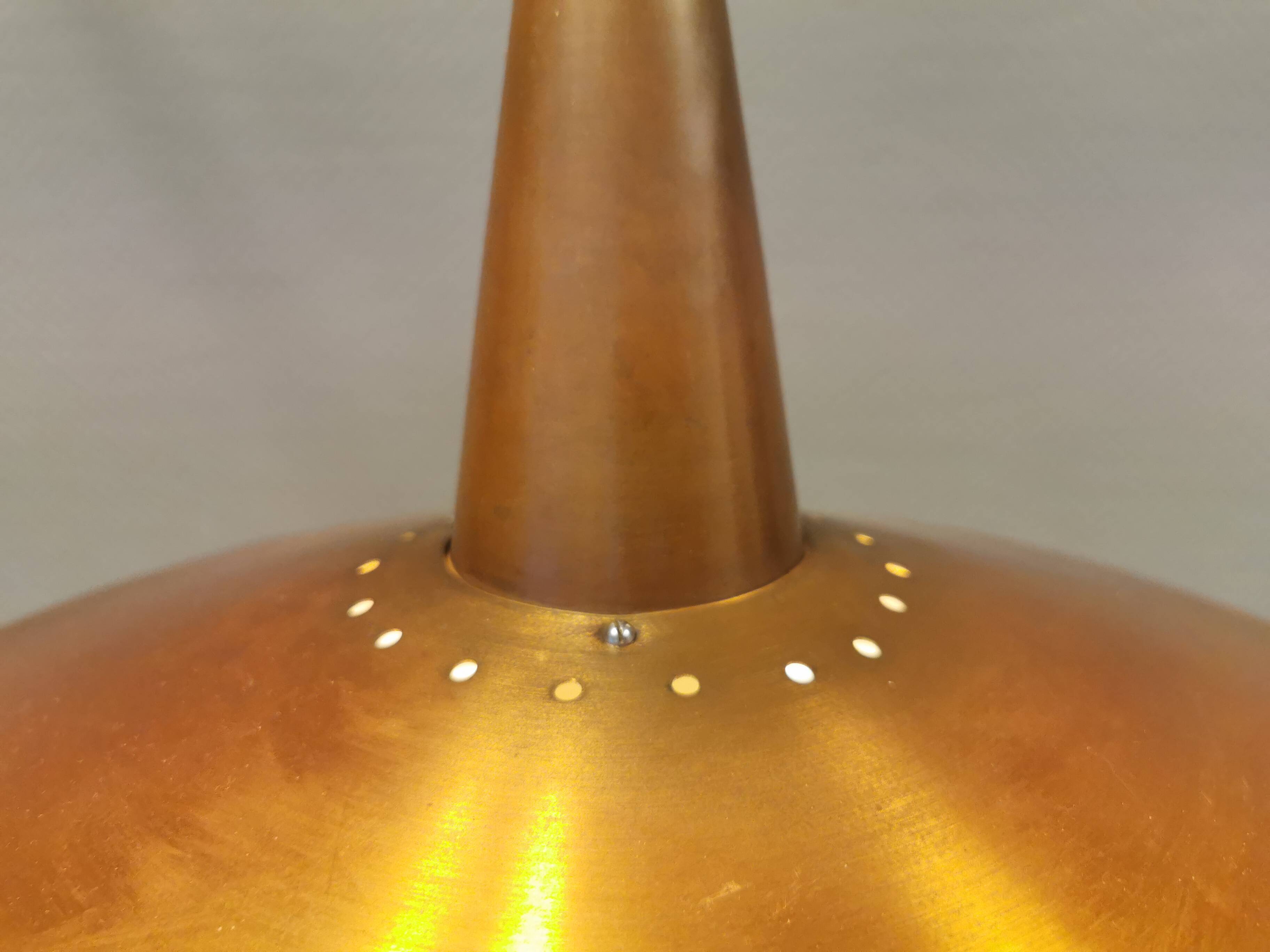 Older hanging lamp, in thin copper, Danish and estimated from the 1960s