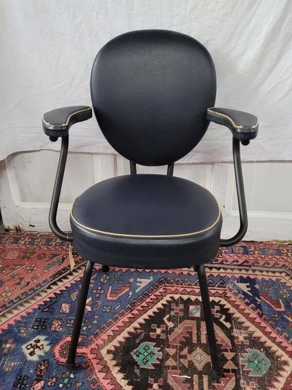 Fauteuil de coiffeur métal et skaï années 60
