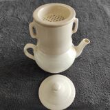 White teapot with filters old and complete p. Precious in Grigny