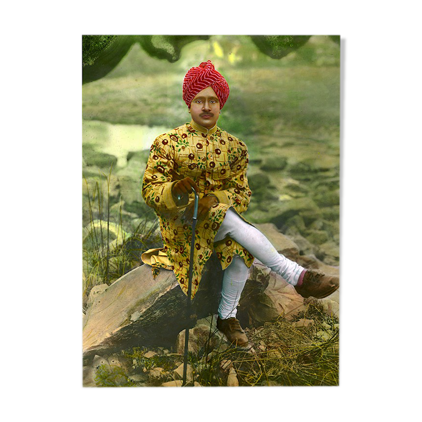 Maharaja On A Walk Rajasthan Vers 19 Photopography Ancienne Colored Selency