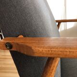 Set of two grey armchairs in kvadrat upholstery by henryk lis, europe, 1960s