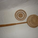 Rattan basket with long handle and lid