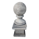 Ball on base in gray patinated reconstituted stone