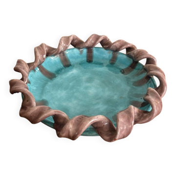 Empty Pocket Bowl Ceramic Pottery Bavent Turquoise Violet Glaze