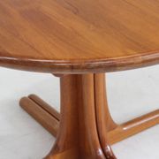 Vintage Danish round extendable dining table solid teak 1960s