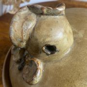 Art Ceramic stoneware dish with lid in the shape of a hen
