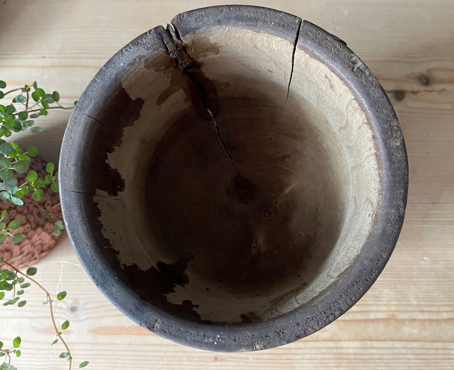 Old wooden mortar and pestle