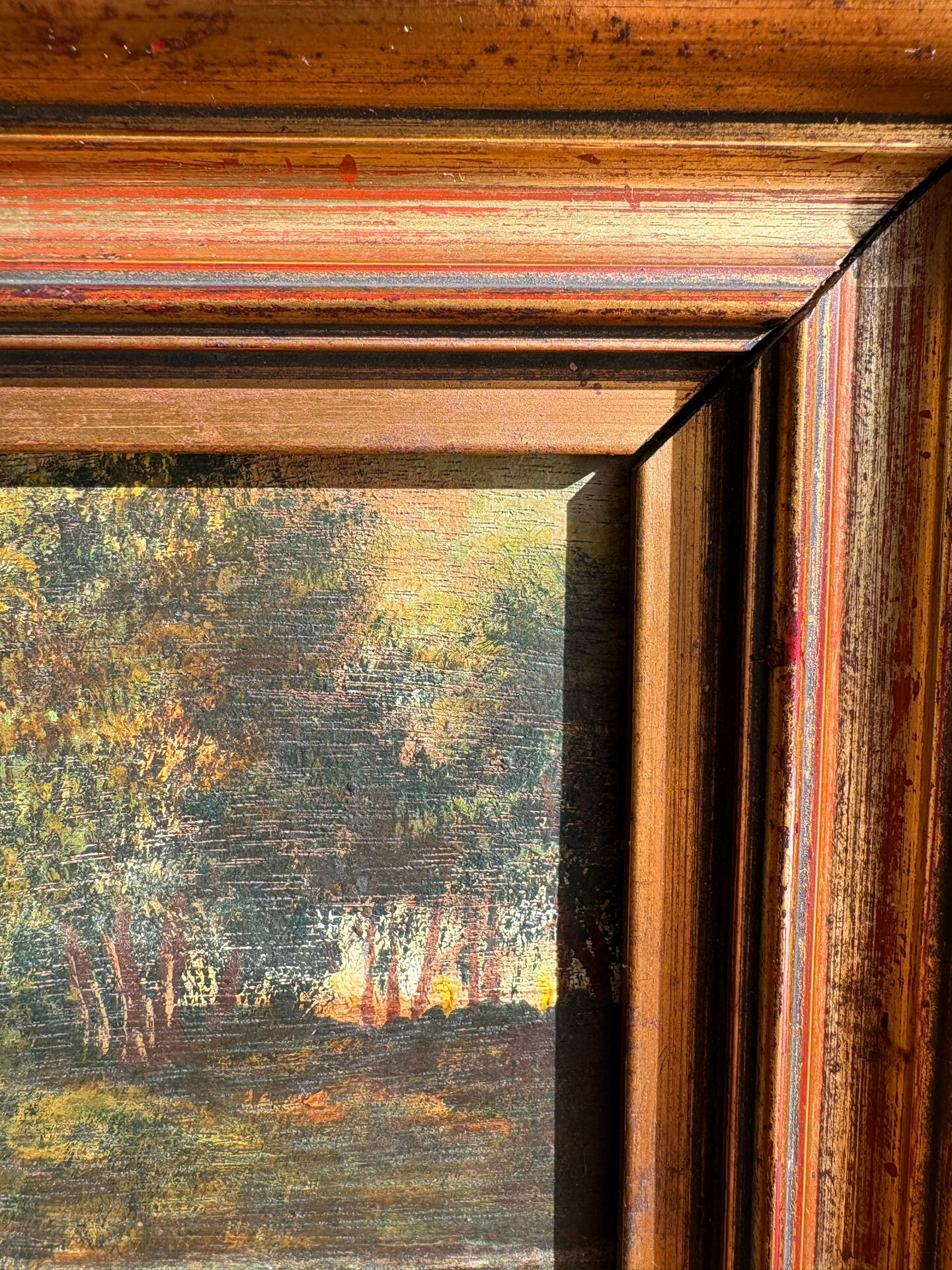 Antique painting from the late 19th century - Oil on panel in the Barbizon style.