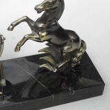 Perpetual calendar art deco horse figurine in marble