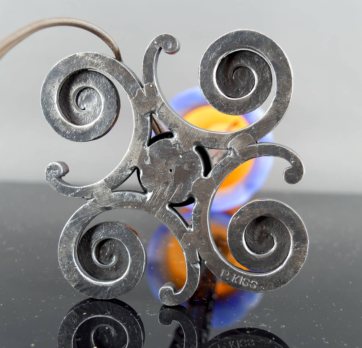 Wrought Iron Lamp, Paul Kiss and Muller Frères, France, Art Deco, c. 1920