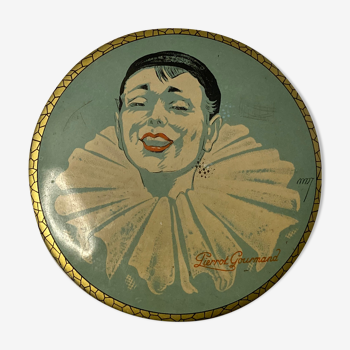 Boite métal Pierrot Gourmand signée vers 1930