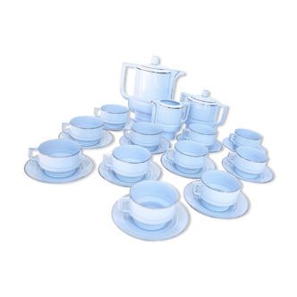 Art Deco coffee service in pale grey blue porcelain