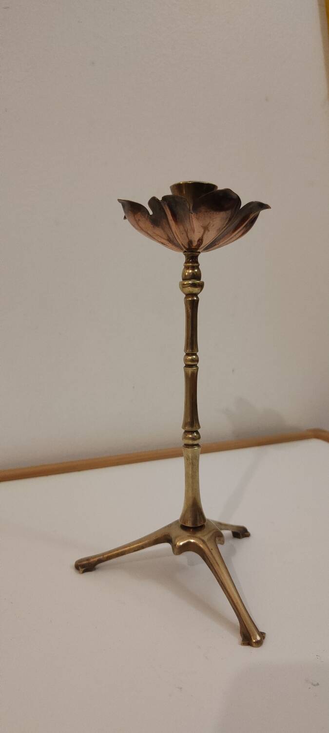 Brass and copper candlestick by Was Benson 1900