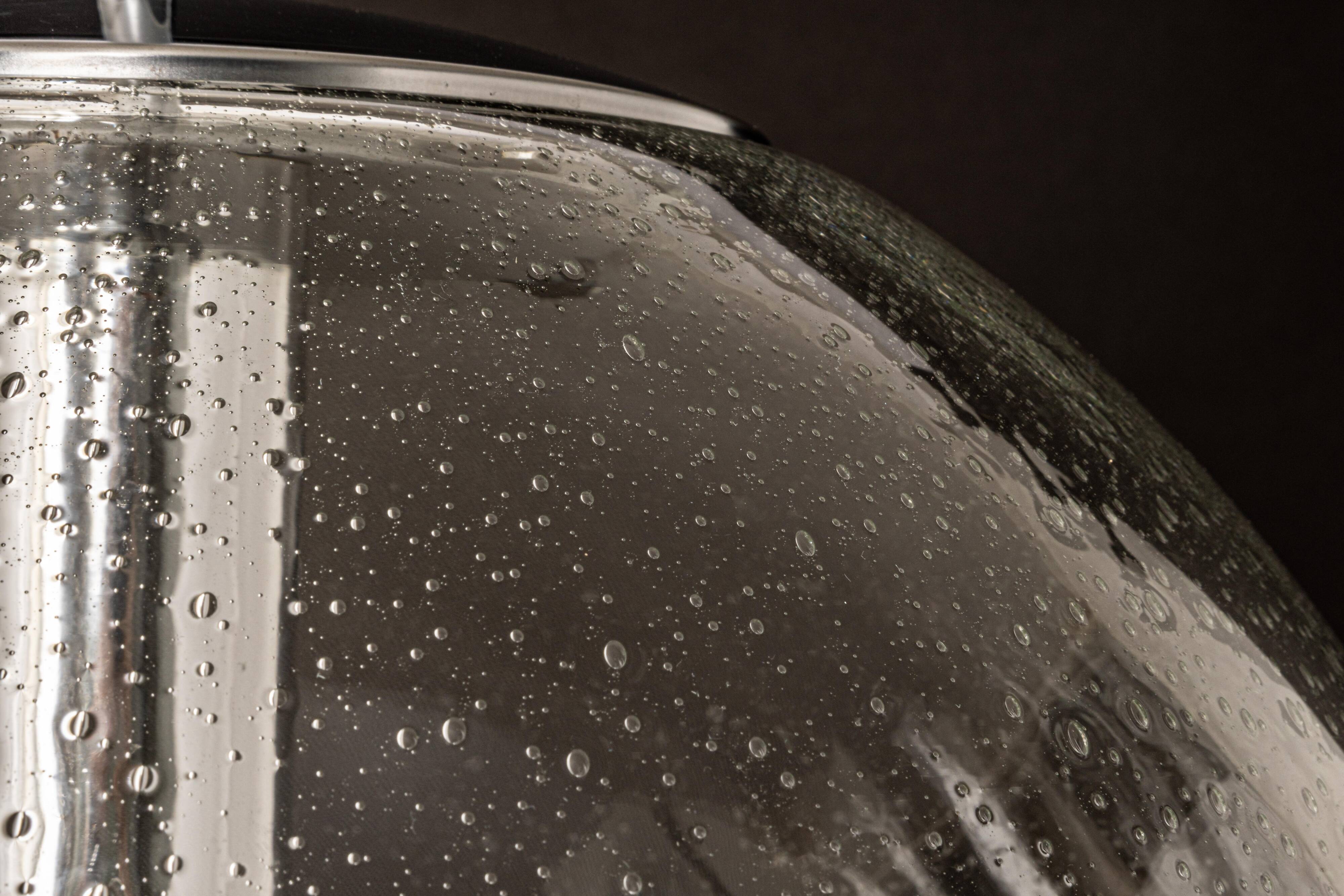 clear glass ball pendant chrome Limburg, Germany, 1970s