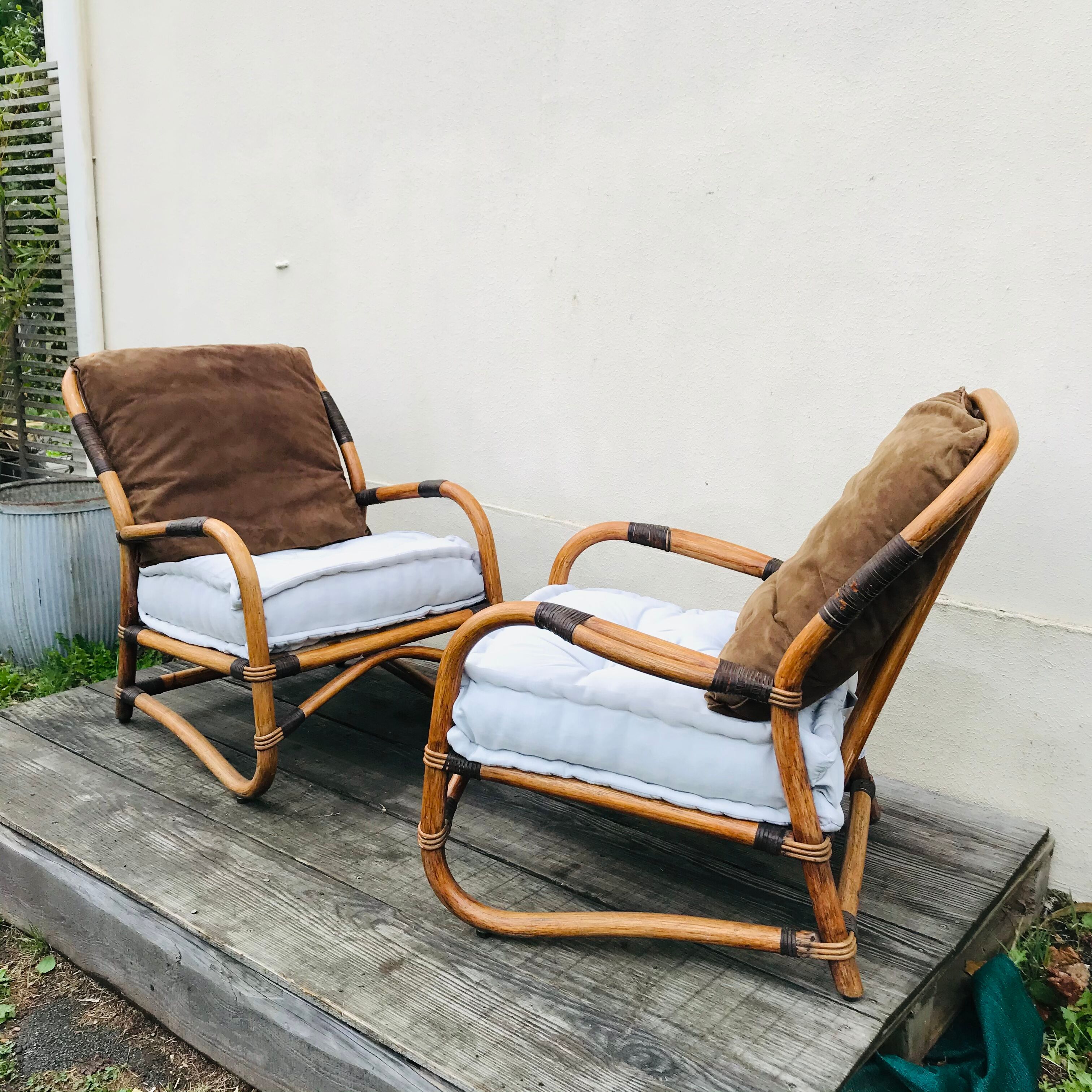 Pair of vintage bamboo armchairs 1970