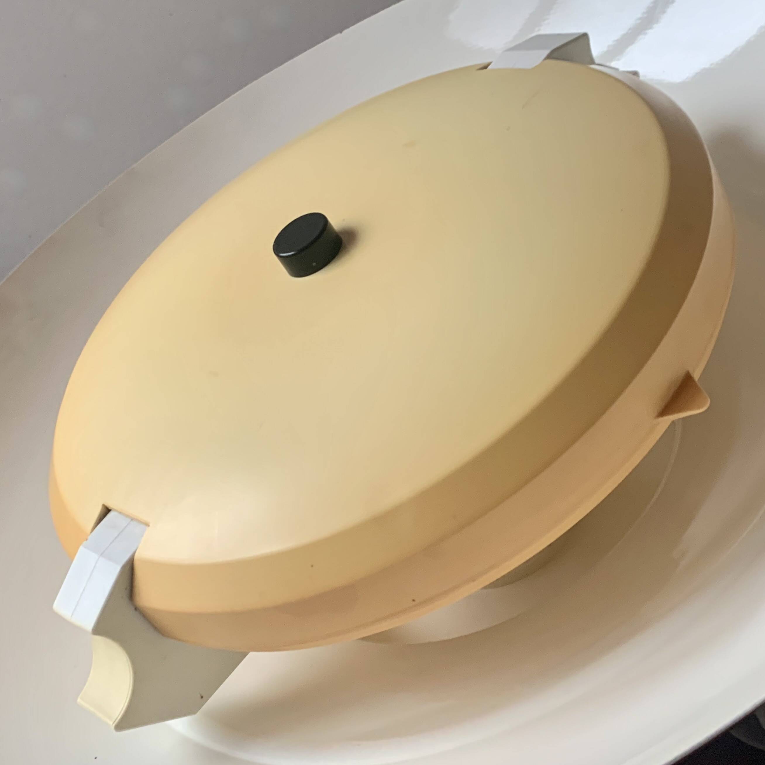 Vintage white metal pendant light - up and down system - Space Age Design