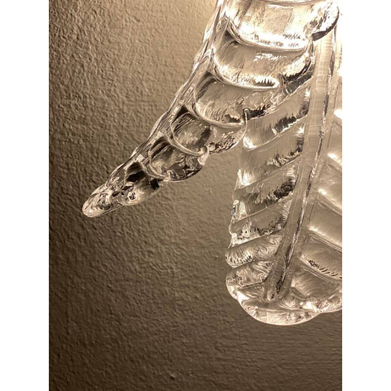 Set of Two Contemporary Italian Transparent “Felci” Murano Glass Wall Sconce