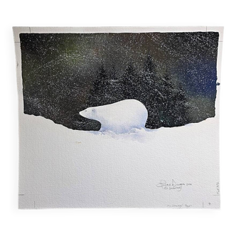 Olivier Dunrea Gouache It's Snowing Page 1, from 2000