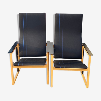 Pair of Black Artza Arm Chairs by Simo Heikkila