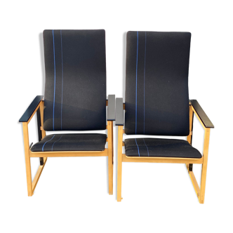 Pair of Black Artza Arm Chairs by Simo Heikkila