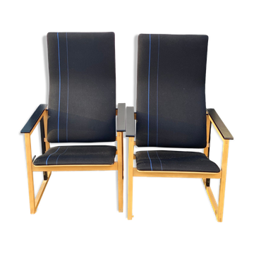 Pair of Black Artza Arm Chairs by Simo Heikkila
