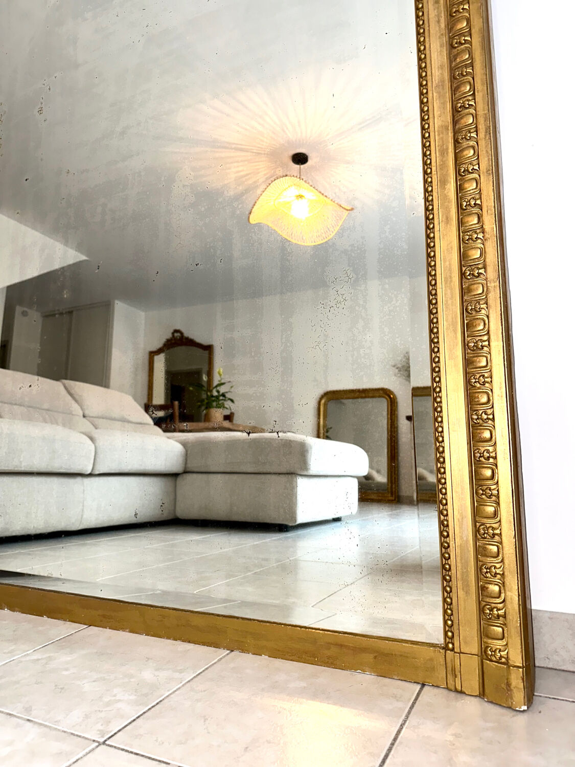 Antique mirror with 19th century pediment