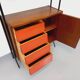 Vintage Italian modular bookcase in teak, metal and melamine