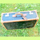 Suitcase old trunk in black coated canvas and wood - handle leather 1900-1920