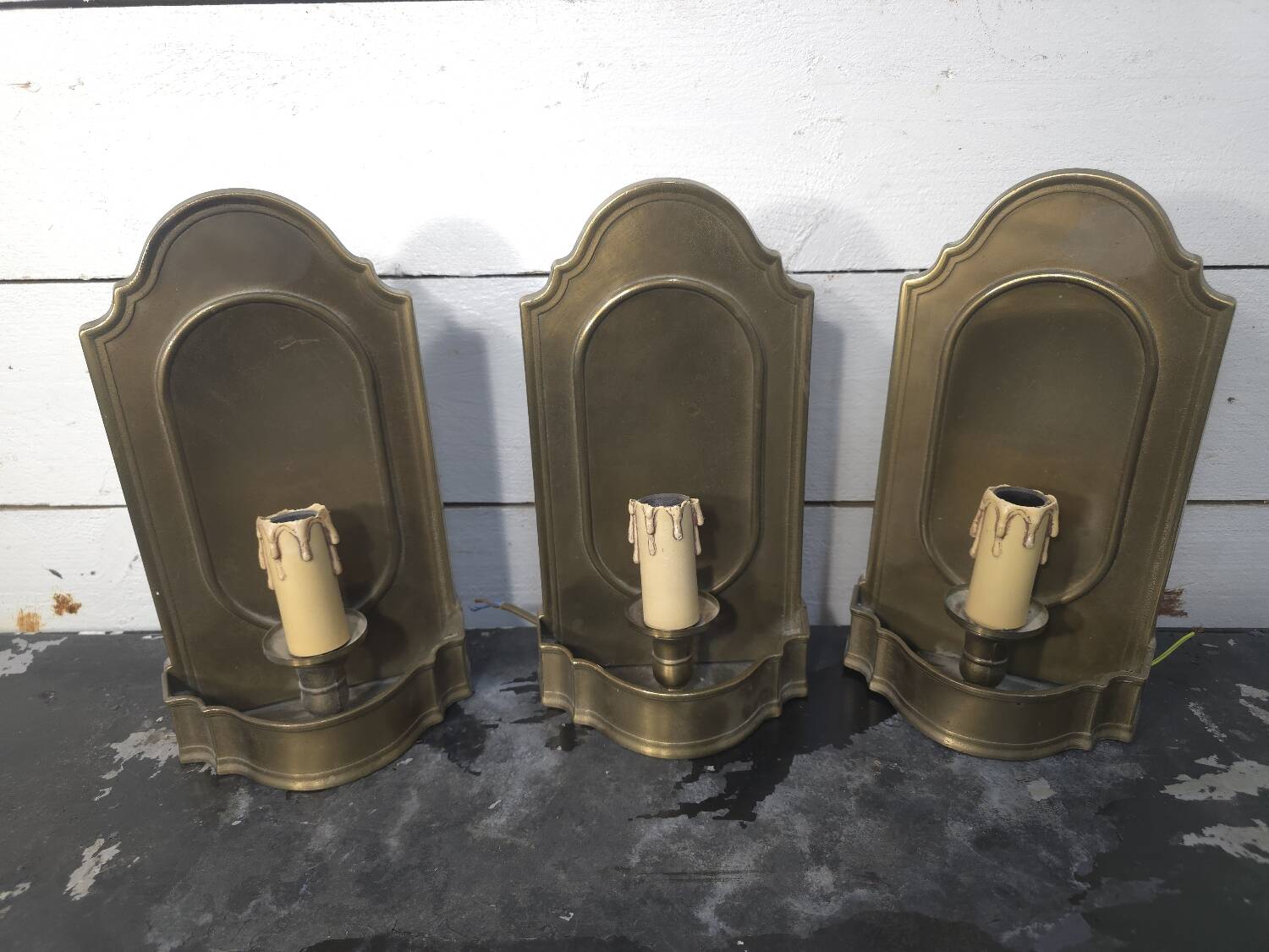 Vintage brass wall lights x 3