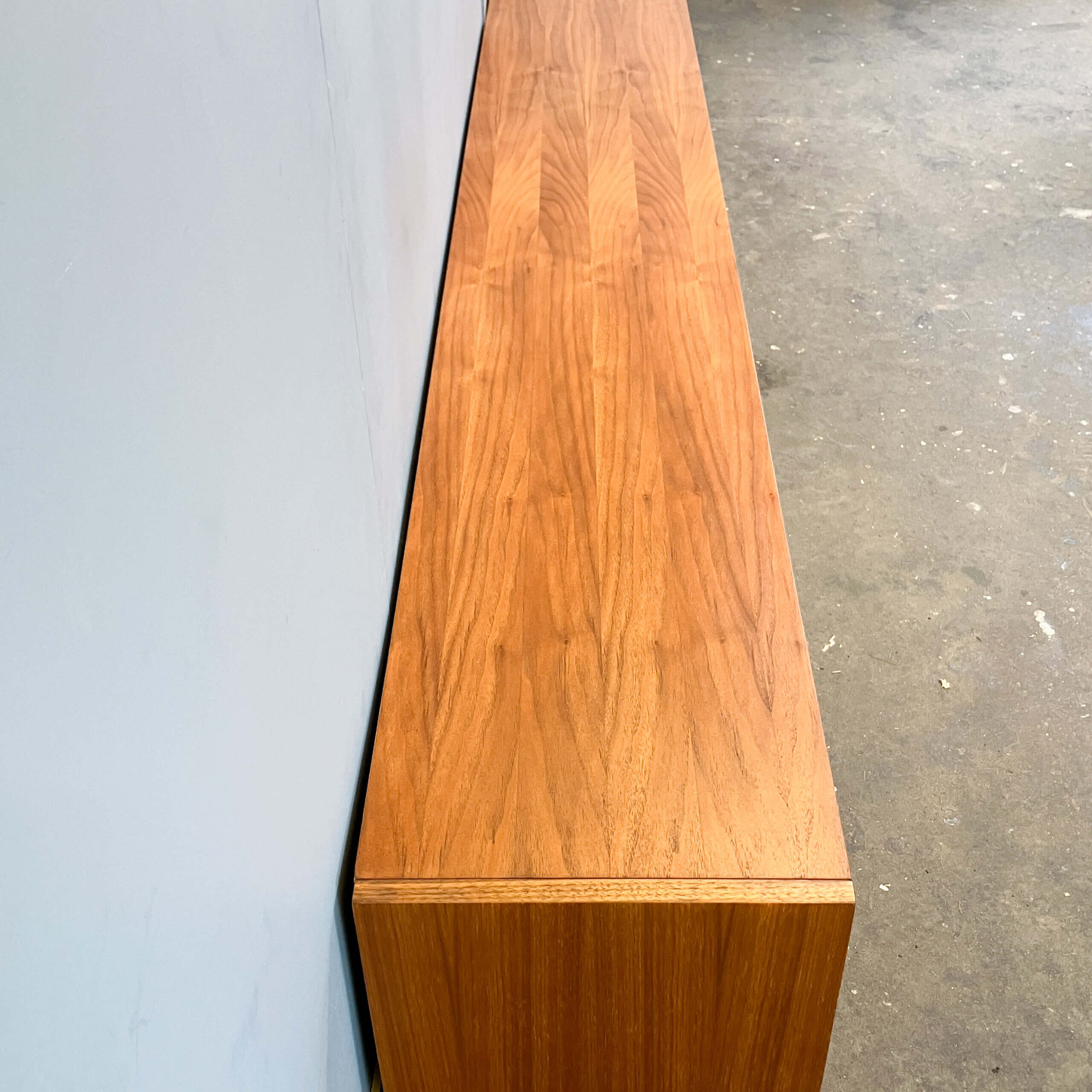 Minimalist XL lowboard, walnut and zebrano, 1960s