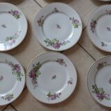 12 Plates pattern flowers in Limoges porcelain
