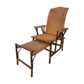 Fauteuil - chaise longue en rotin ancien