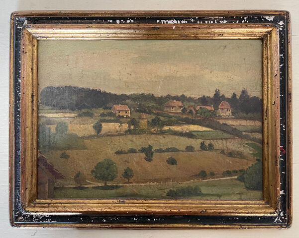 Oil on cardboard landscape