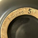 Two-handled vase, black and yellow glazed, in the style of Pol Chambost.