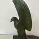 Pair of eagle bookends in green patina regula with rosewood base