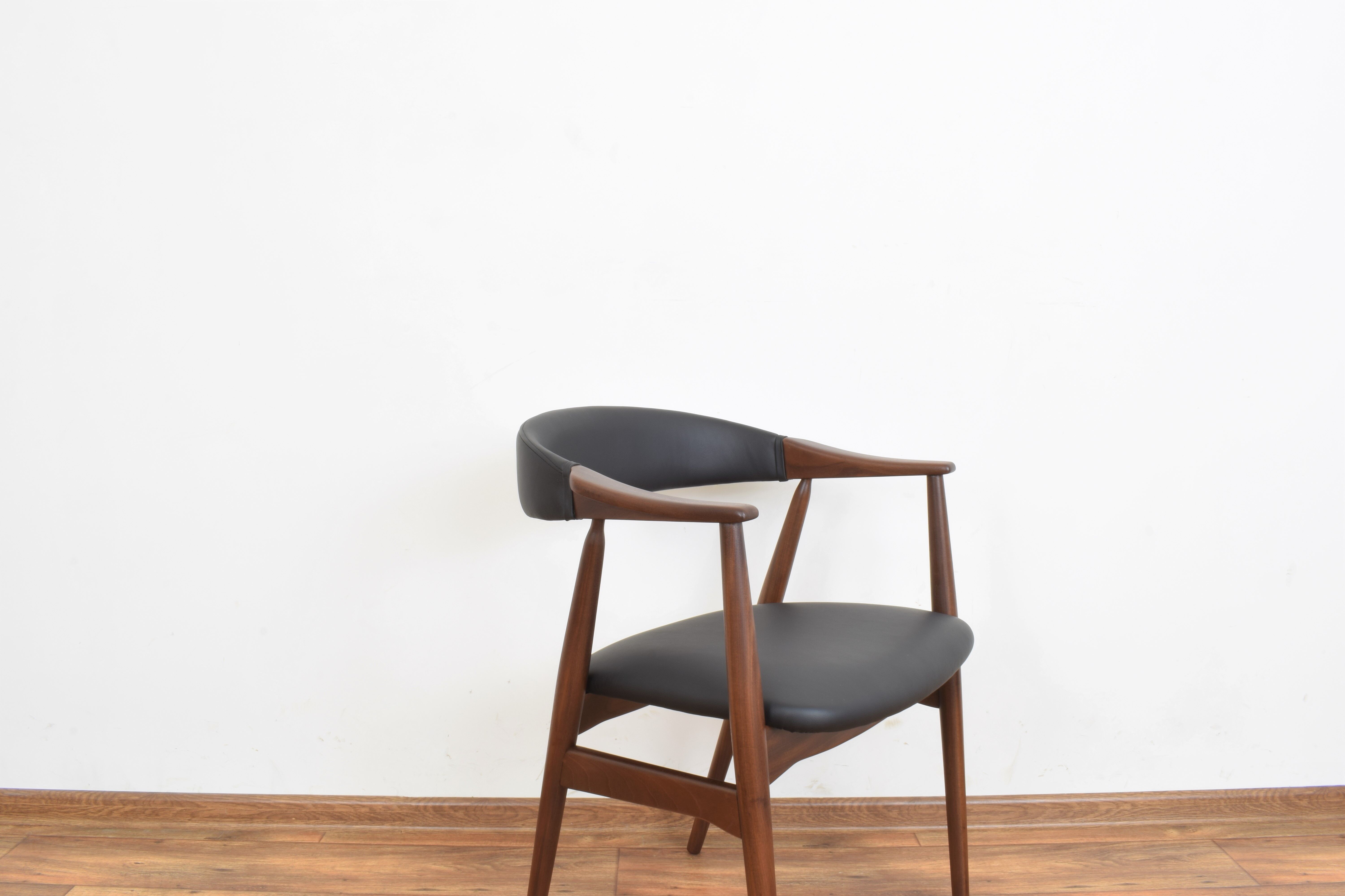 Danish Teak & Leather Armchair by Th. Harlev for Farstrup Møbler