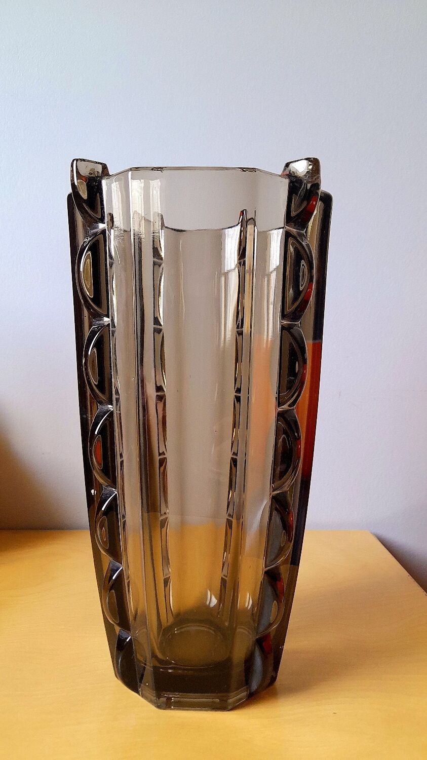 Art deco vase in smoked glass