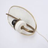 1950s wall lamp in perforated metal, brass and opaline