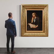 Grand portrait de dame peint au XIXe siècle