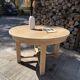 Round solid oak table with extensions, maximum 220cm.