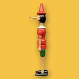 Antique articulated Pinocchio in polychrome wood – H41 cm