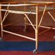 Bamboo and frosted glass fine serving trolley, 1950s-60s