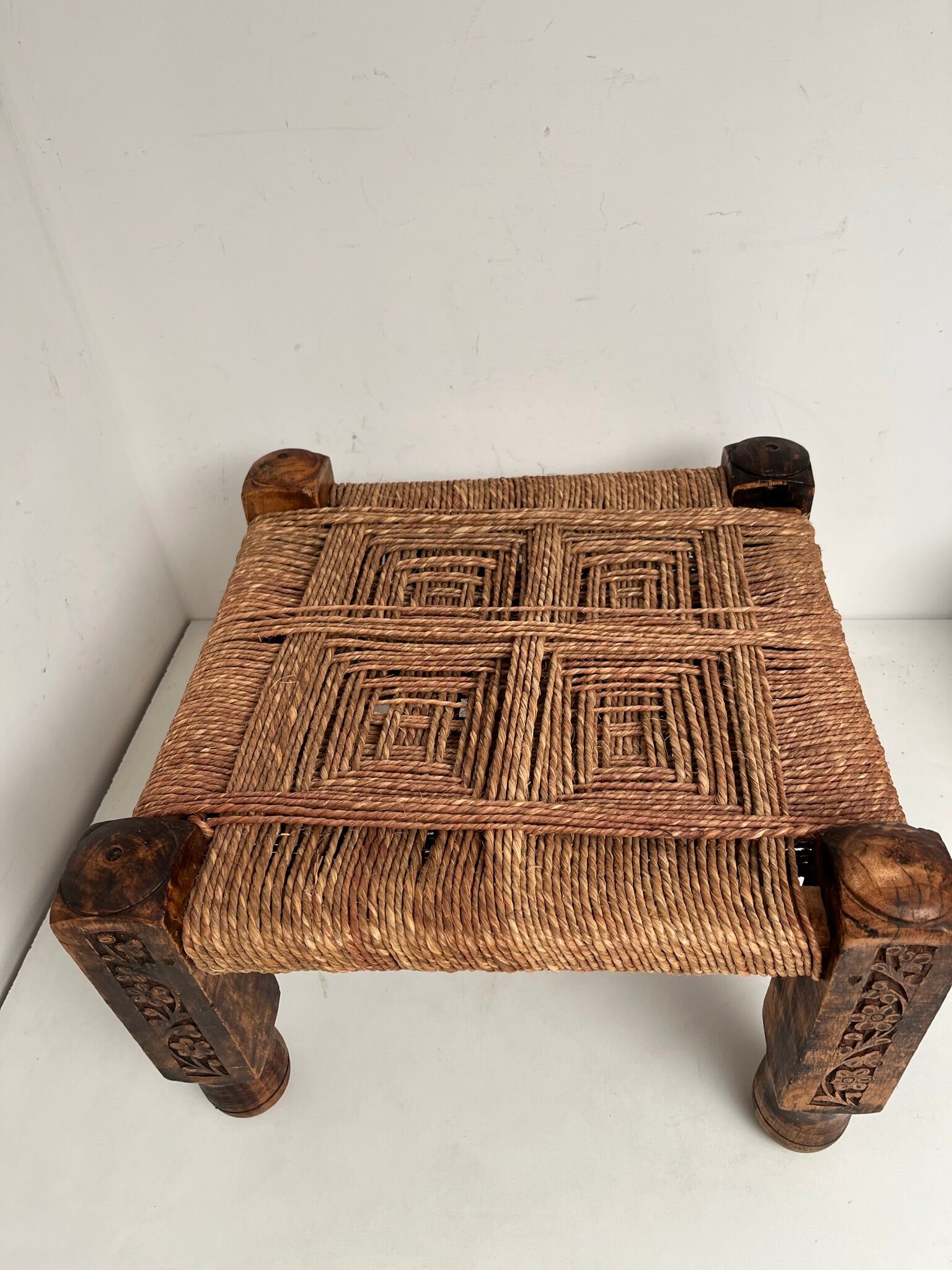 Woven wood stool 70s