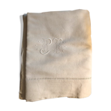 Antique half-breed sheet embroidered monogram PJT openwork
