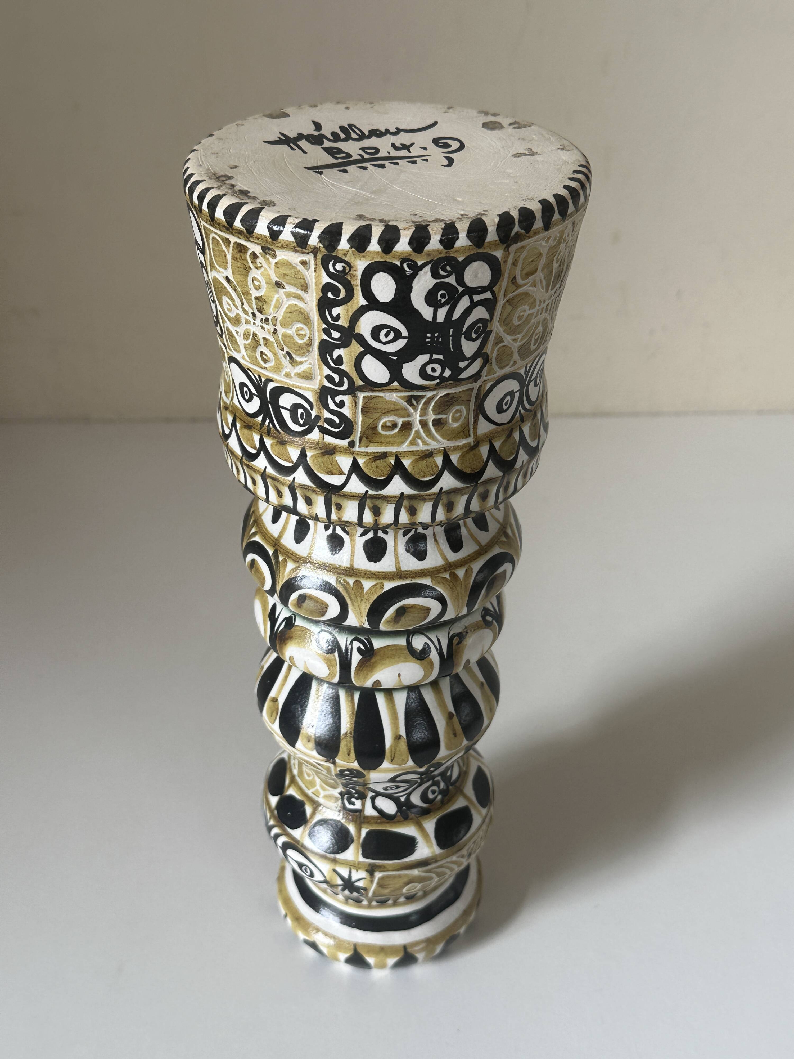 Large André Hourellou Quimper vintage candle holder