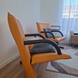 Pair of Italian leather armchairs by Arflex t.line