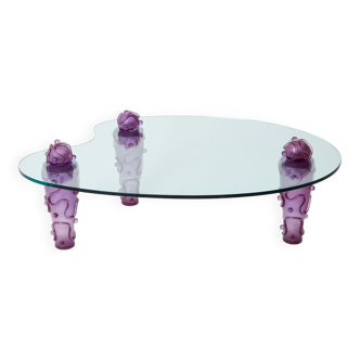 Table basse verre résine violette signée Garouste & Bonetti 1990