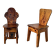 Paire de chaises brutalistes savoyardes en pin