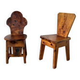 Pair of brutalist chairs in Savoayrdes pine
